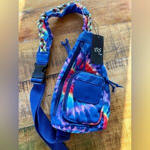 NWT DS Bags Tie Dye Sling Bag with colorful climbing cord accent 🧗